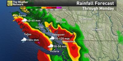Mapa wyspy Vancouver atmosferyczne