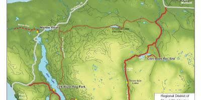Mapa wyspy Vancouver jaskinie