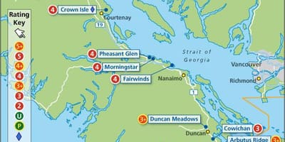Mapa wyspy Vancouver pól golfowych 